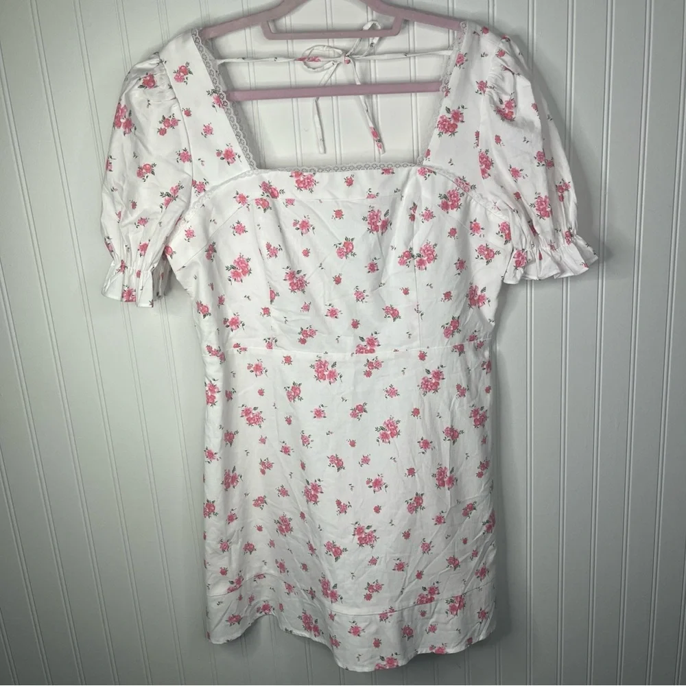 Altar'd State Mini Dress Floral Accents Coquette Cottage Core Smocked Smocked - Picture 2 of 11